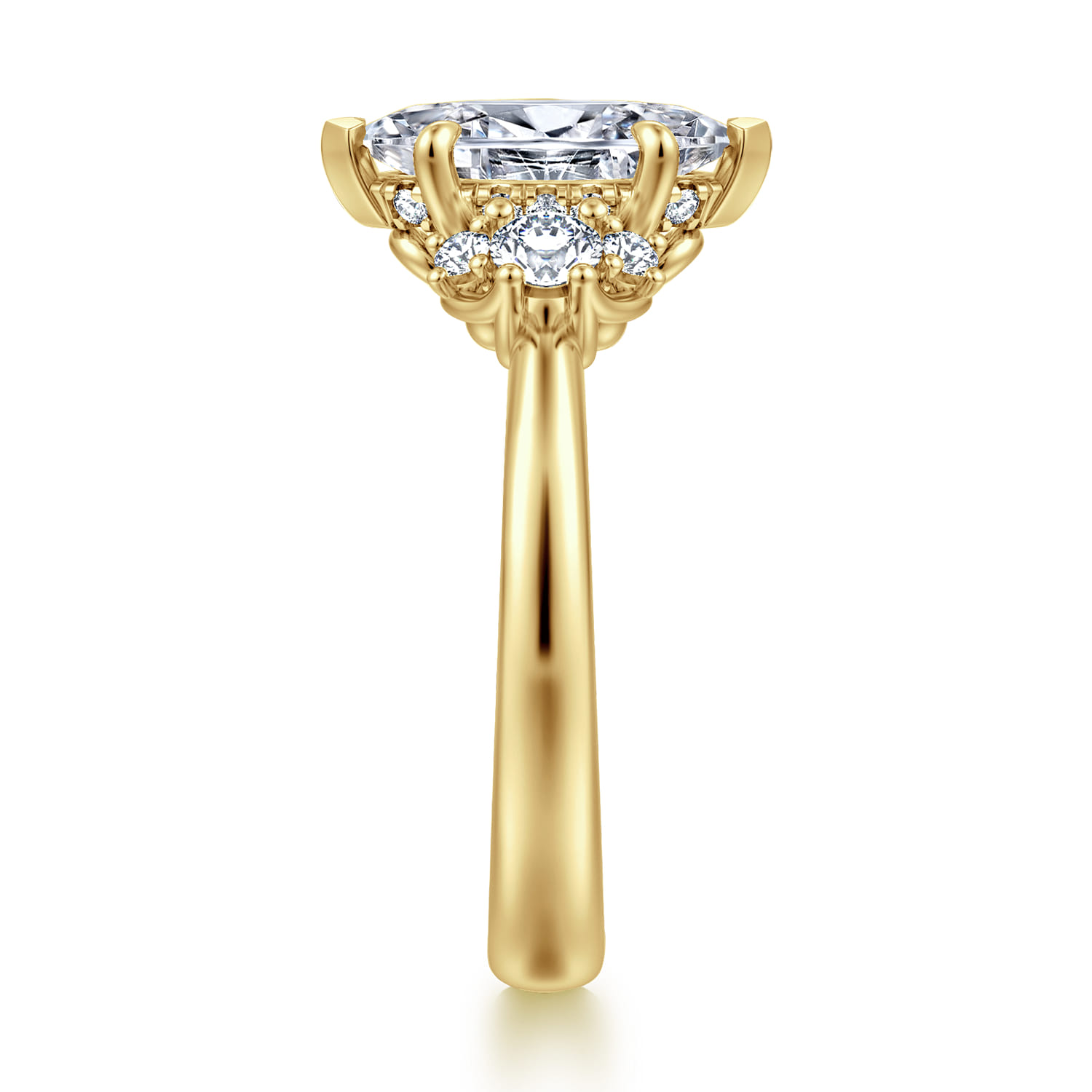 Mattie - 14K Yellow Gold Marquise Shape Lotus Diamond Engagement Ring - 0.45 ct - Shot 4