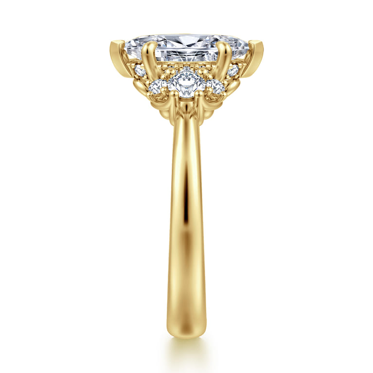 Mattie - 14K Yellow Gold Marquise Shape Lotus Diamond Engagement Ring - 0.45 ct - Shot 4