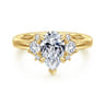 Mattie - 14K Yellow Gold Pear Shape Lotus Diamond Engagement Ring - 0.45 ct