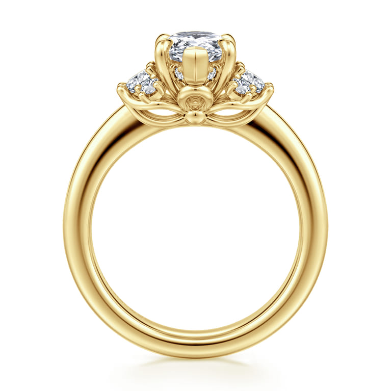 Mattie - 14K Yellow Gold Pear Shape Lotus Diamond Engagement Ring - 0.45 ct - Shot 2