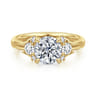 Mattie - 14K Yellow Gold Round Lotus Diamond Engagement Ring - 0.45 ct