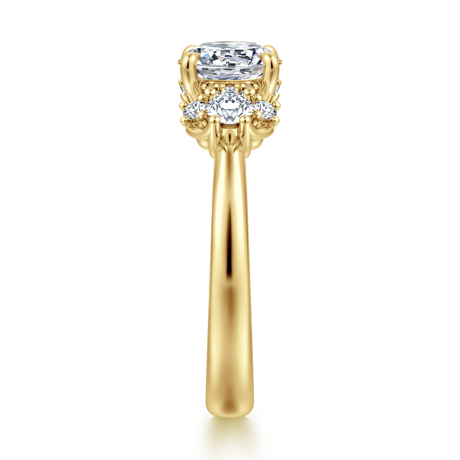 Mattie - 14K Yellow Gold Round Lotus Diamond Engagement Ring - 0.45 ct - Shot 4