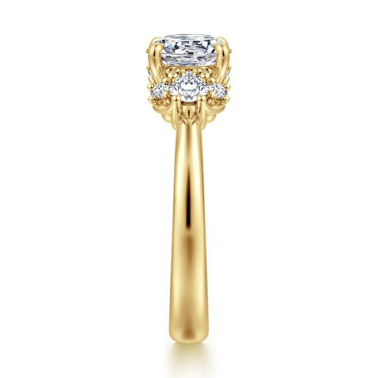 Mattie - 14K Yellow Gold Round Lotus Diamond Engagement Ring - 0.45 ct - Shot 4