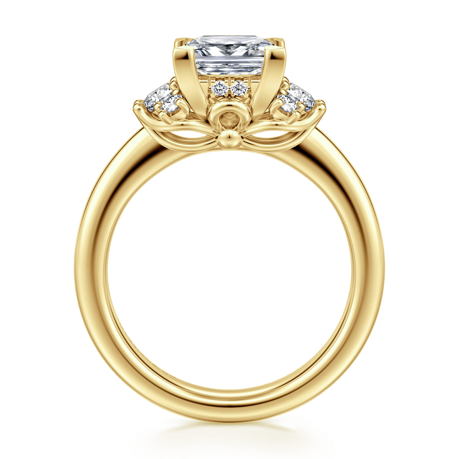Mattie - 14K Yellow Gold Princess Cut Lotus Diamond Engagement Ring - 0.45 ct - Shot 2