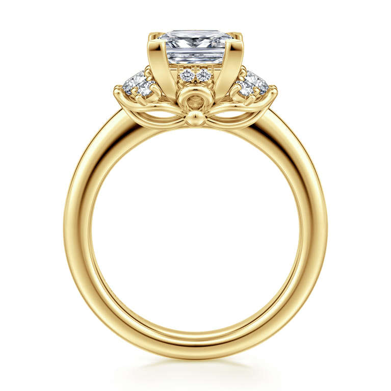Mattie - 14K Yellow Gold Princess Cut Lotus Diamond Engagement Ring - 0.45 ct - Shot 2