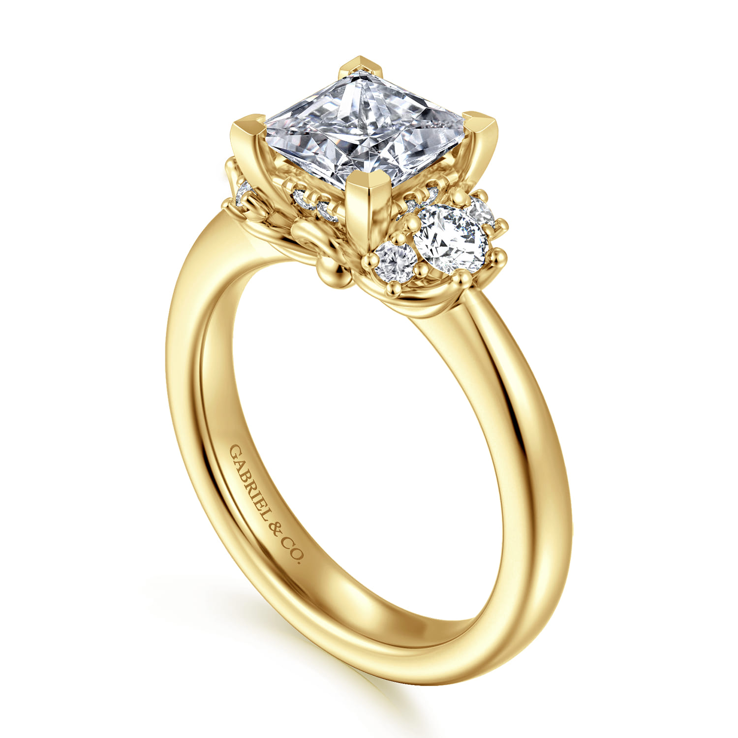 Mattie - 14K Yellow Gold Princess Cut Lotus Diamond Engagement Ring - 0.45 ct - Shot 3