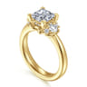 Mattie - 14K Yellow Gold Princess Cut Lotus Diamond Engagement Ring - 0.45 ct