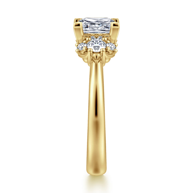 Mattie - 14K Yellow Gold Princess Cut Lotus Diamond Engagement Ring - 0.45 ct - Shot 4
