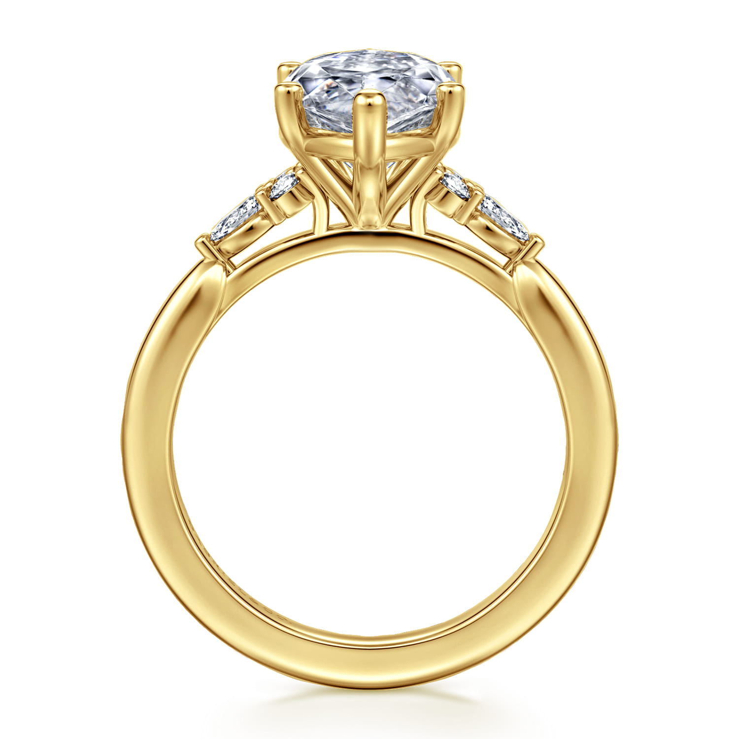 Arletta - 14K Yellow Gold 6 Prong Marquise Shape Diamond Engagement Ring - 0.2 ct - Shot 2