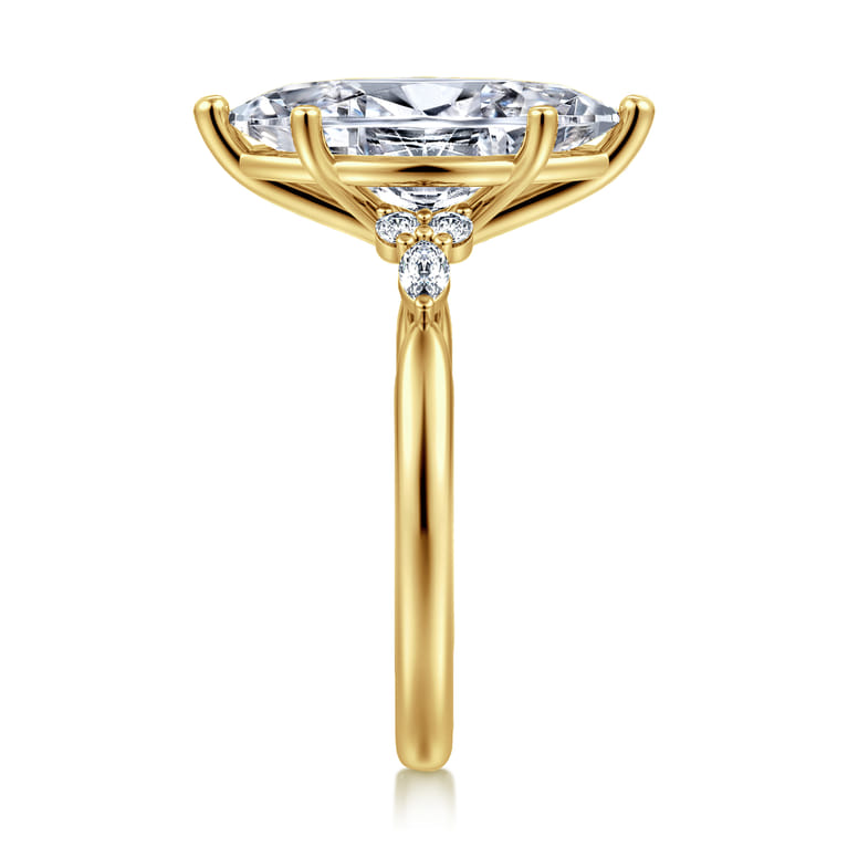 Arletta - 14K Yellow Gold 6 Prong Marquise Shape Diamond Engagement Ring - 0.2 ct - Shot 4