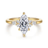 Arletta - 14K Yellow Gold 6 Prong Marquise Shape Diamond Engagement Ring - 0.2 ct
