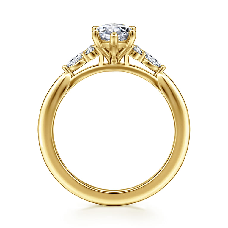 Arletta - 14K Yellow Gold 6 Prong Marquise Shape Diamond Engagement Ring - 0.2 ct - Shot 2