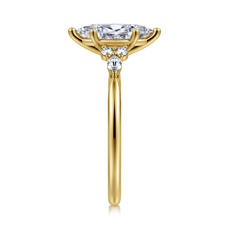 Arletta - 14K Yellow Gold 6 Prong Marquise Shape Diamond Engagement Ring - 0.2 ct - Shot 5