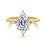 Arletta - 14K Yellow Gold 6 Prong Marquise Shape Diamond Engagement Ring - 0.2 ct