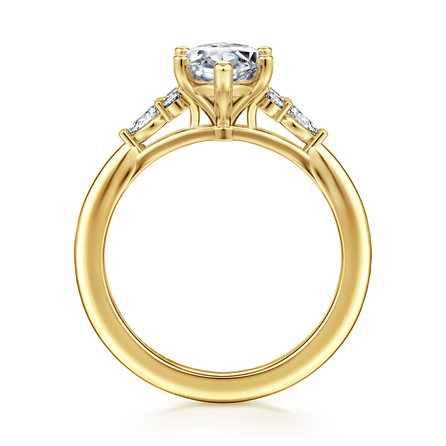 Arletta - 14K Yellow Gold 6 Prong Marquise Shape Diamond Engagement Ring - 0.2 ct - Shot 2