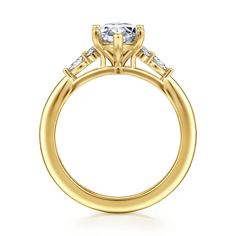 Arletta - 14K Yellow Gold 6 Prong Marquise Shape Diamond Engagement Ring - 0.2 ct - Shot 2