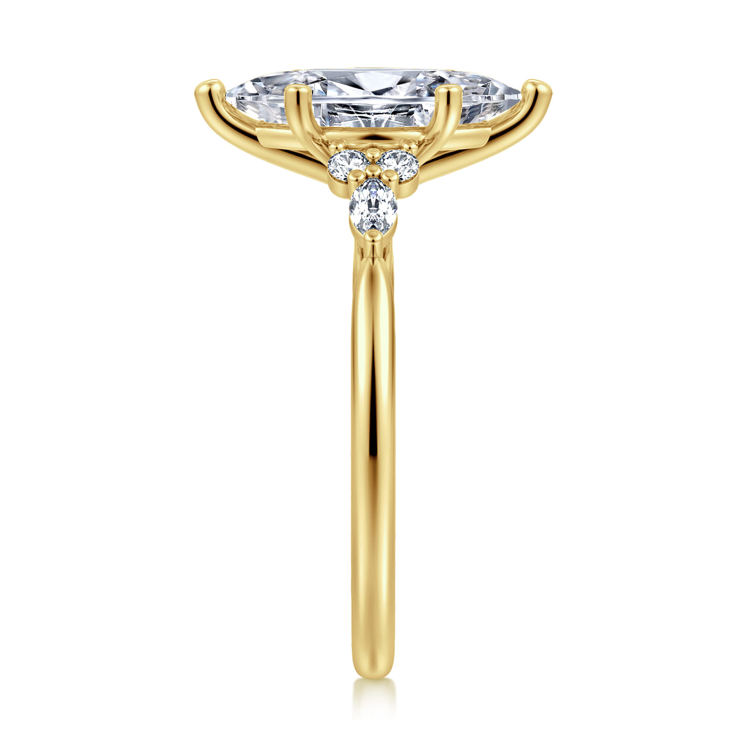 Arletta - 14K Yellow Gold 6 Prong Marquise Shape Diamond Engagement Ring - 0.2 ct - Shot 4
