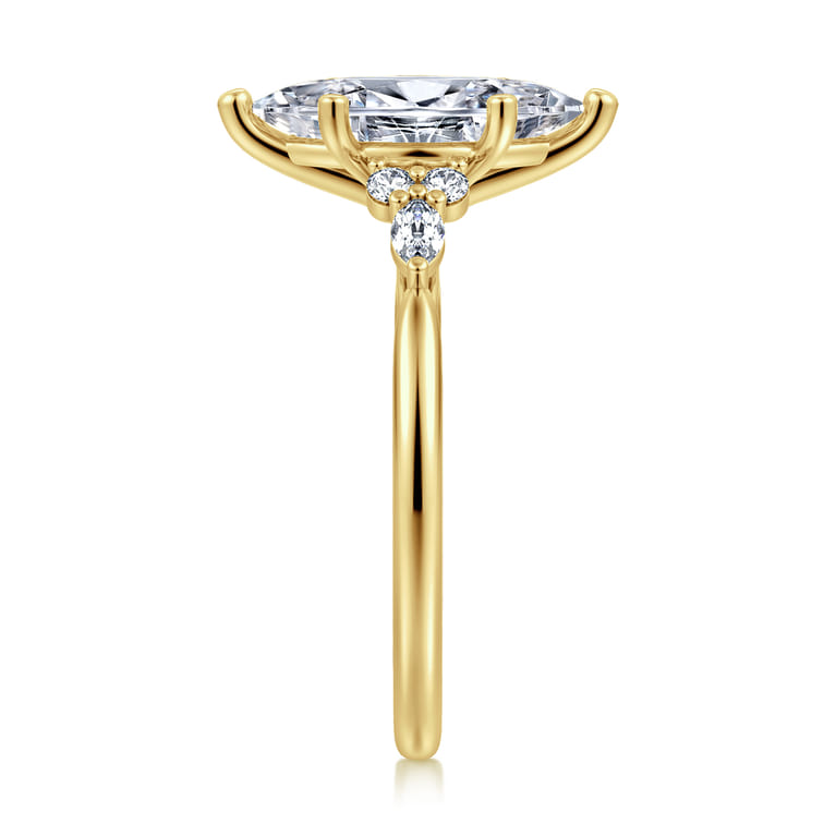Arletta - 14K Yellow Gold 6 Prong Marquise Shape Diamond Engagement Ring - 0.2 ct - Shot 4