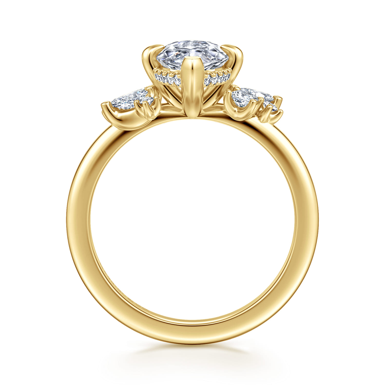 Cicely - 14K Yellow Gold Marquise Shape Diamond Engagement Ring - 0.3 ct - Shot 2