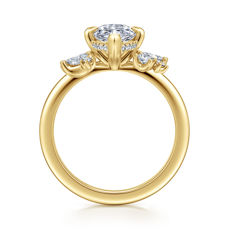 Cicely - 14K Yellow Gold Marquise Shape Diamond Engagement Ring - 0.3 ct - Shot 2