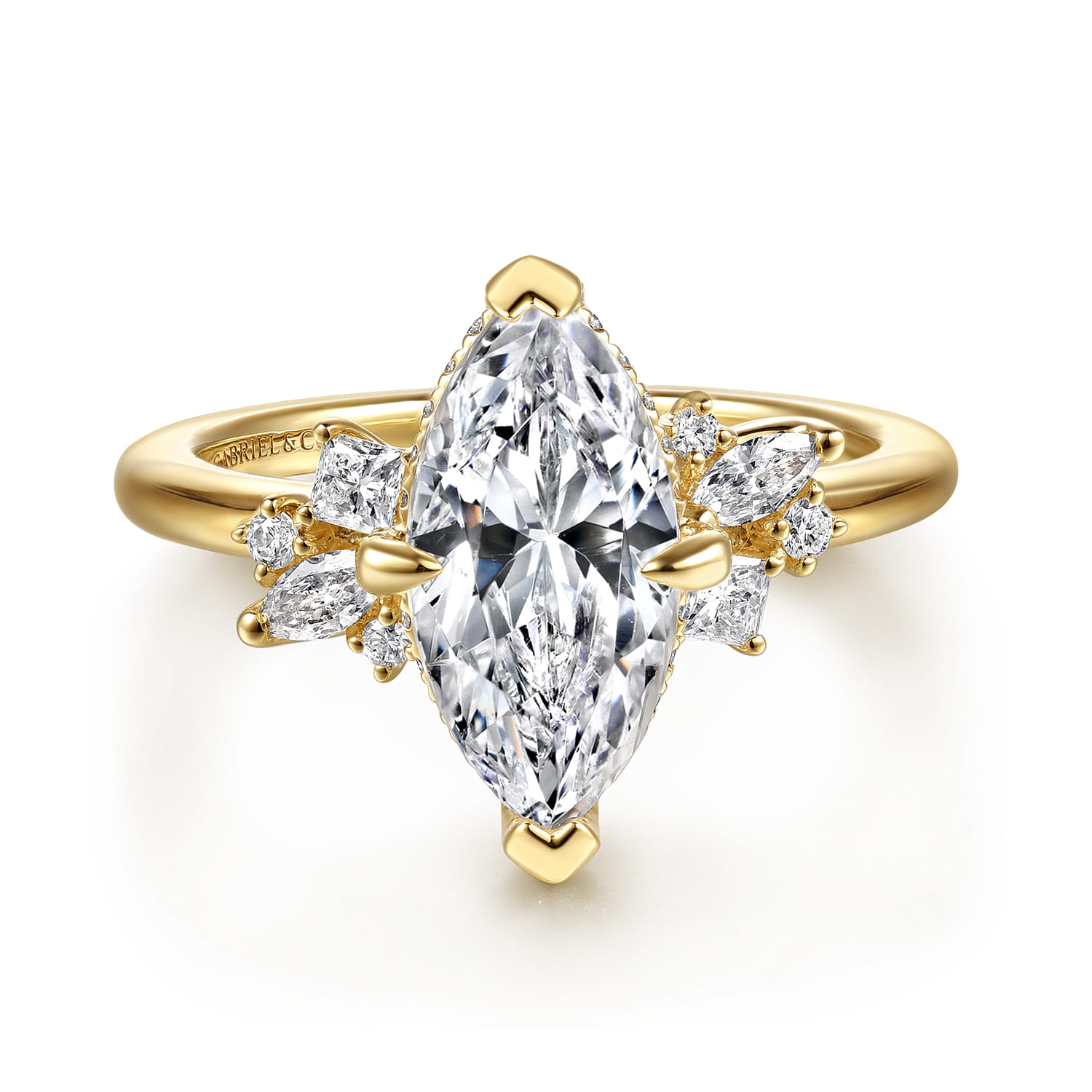 Cicely - 14K Yellow Gold Marquise Shape Diamond Engagement Ring - 0.3 ct - Shot 1