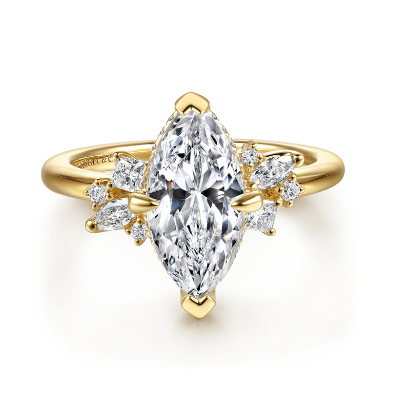 Cicely - 14K Yellow Gold Marquise Shape Diamond Engagement Ring - 0.3 ct - Shot 1