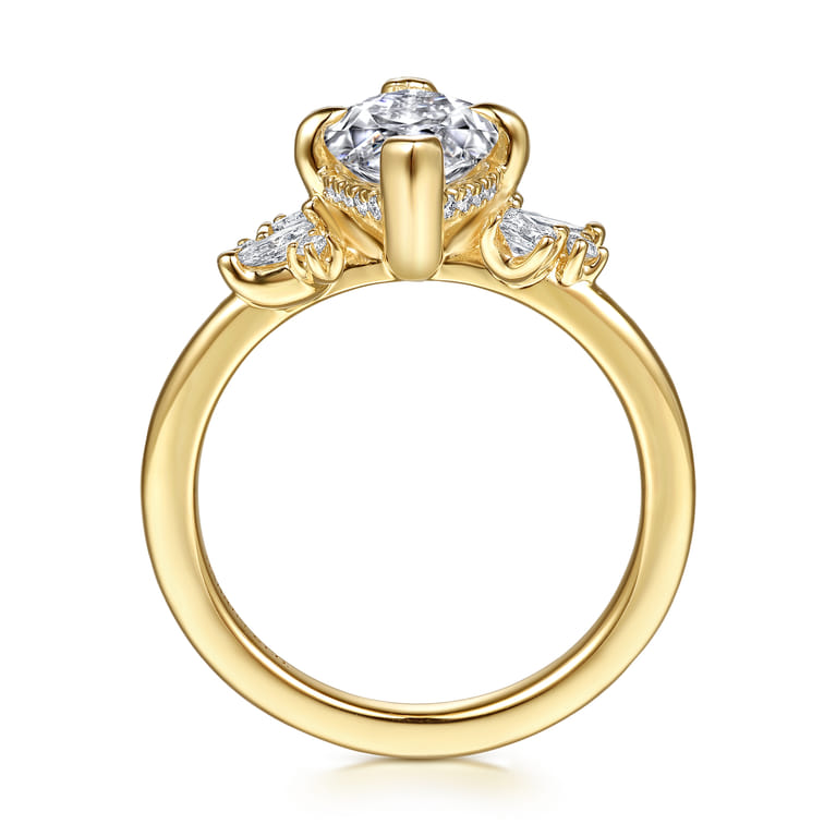 Cicely - 14K Yellow Gold Marquise Shape Diamond Engagement Ring - 0.3 ct - Shot 2