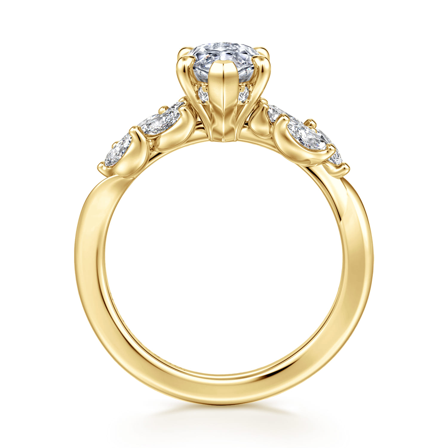 Collette - 14K Yellow Gold Marquise Shape Diamond Engagement Ring - 0.5 ct - Shot 2