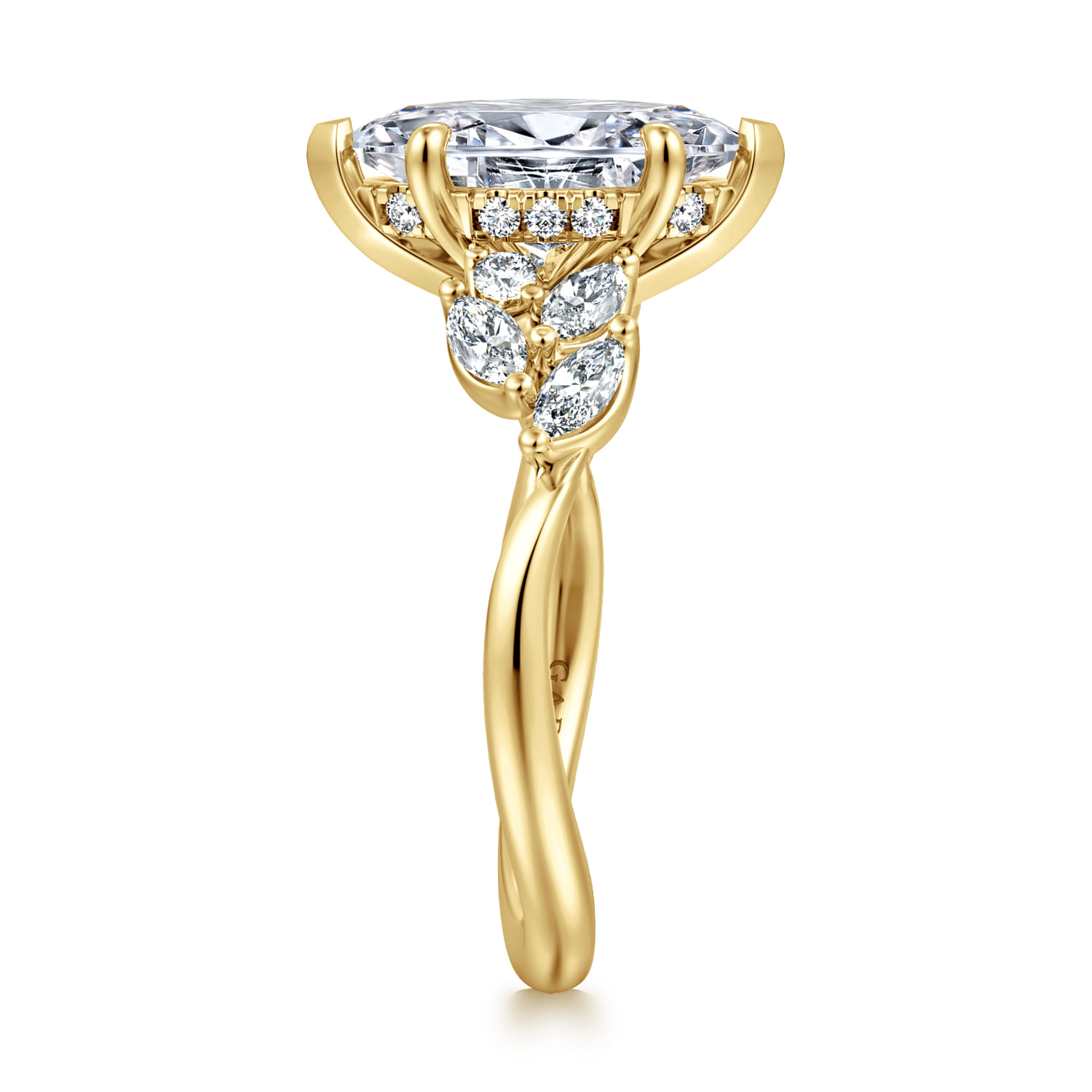 Collette - 14K Yellow Gold Marquise Shape Diamond Engagement Ring - 0.5 ct - Shot 4