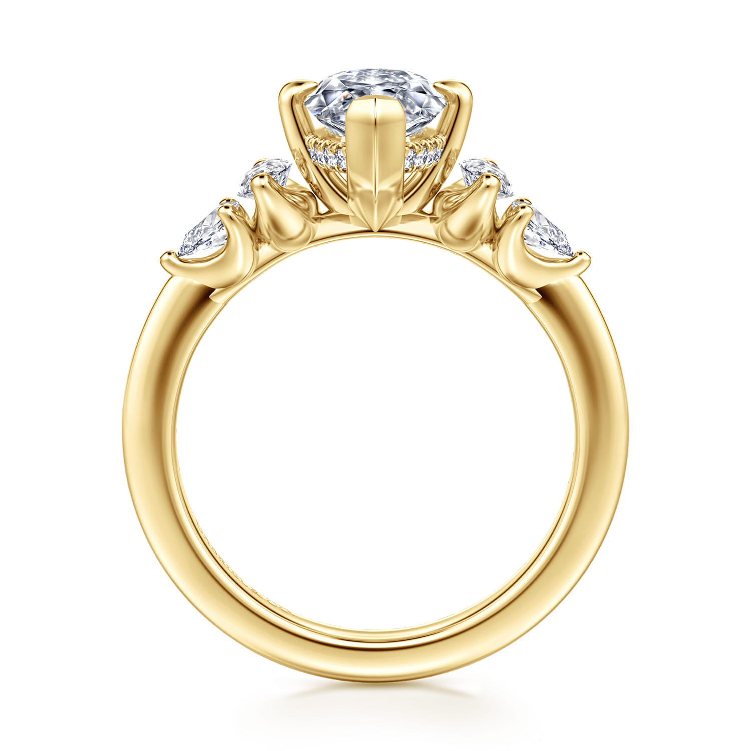 Colton - 14K Yellow Gold Compass Prong Marquise Shape Diamond Engagement Ring - 0.5 ct - Shot 2