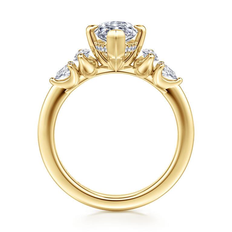 Colton - 14K Yellow Gold Compass Prong Marquise Shape Diamond Engagement Ring - 0.5 ct - Shot 2