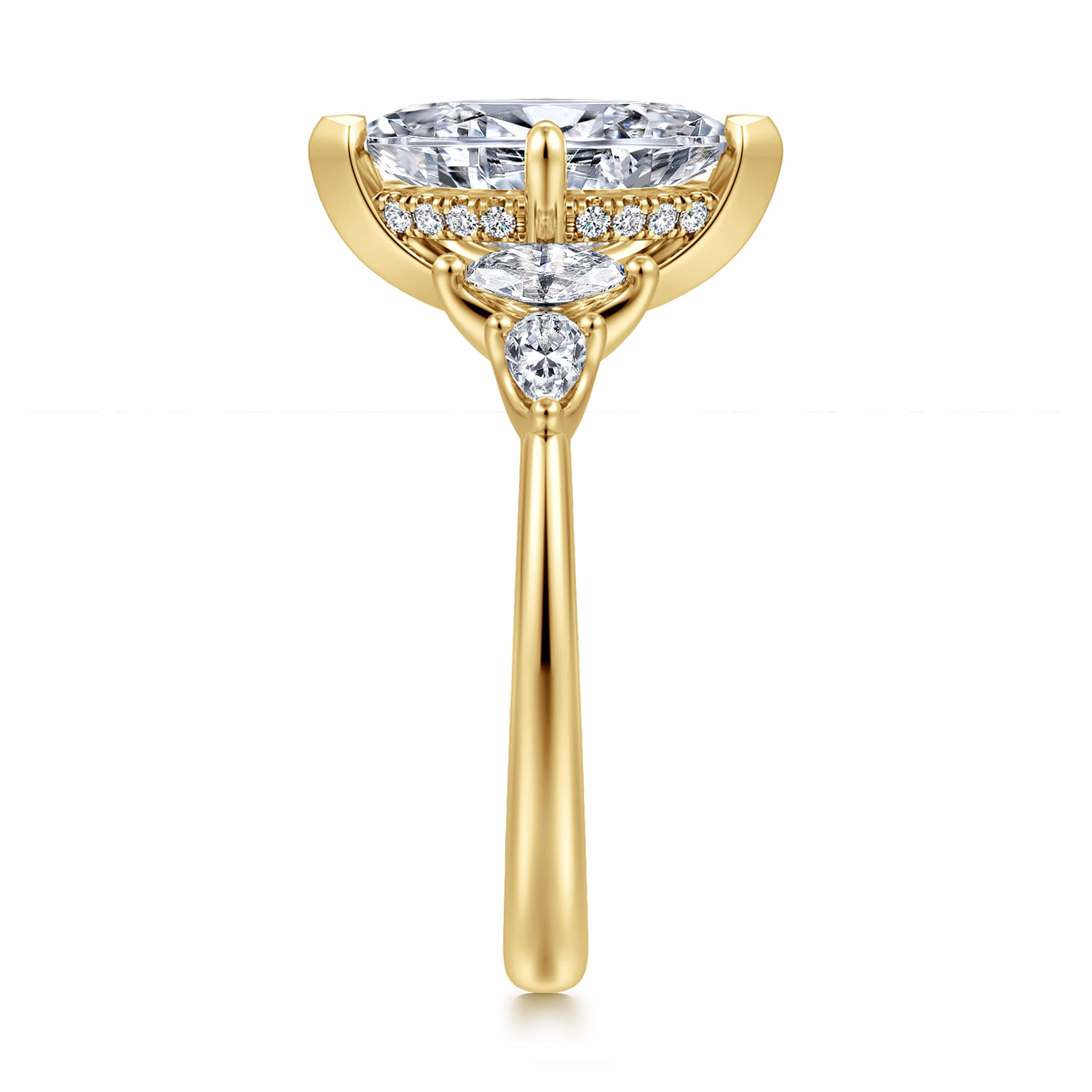 Colton - 14K Yellow Gold Compass Prong Marquise Shape Diamond Engagement Ring - 0.5 ct - Shot 4