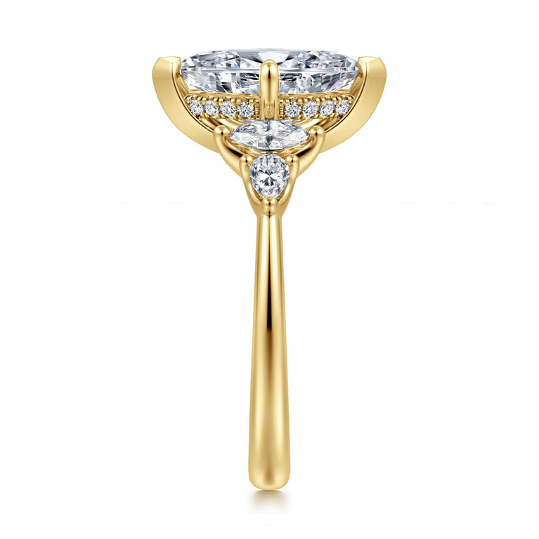 Colton - 14K Yellow Gold Compass Prong Marquise Shape Diamond Engagement Ring - 0.5 ct - Shot 4