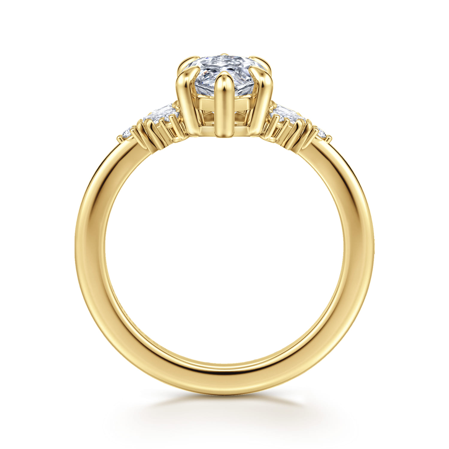 Splendid - 14K Yellow Gold 6 Prong Marquise Shape Diamond Engagement Ring - 0.25 ct - Shot 2
