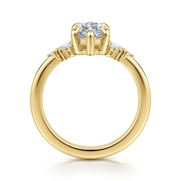 Splendid - 14K Yellow Gold 6 Prong Marquise Shape Diamond Engagement Ring - 0.25 ct - Shot 2
