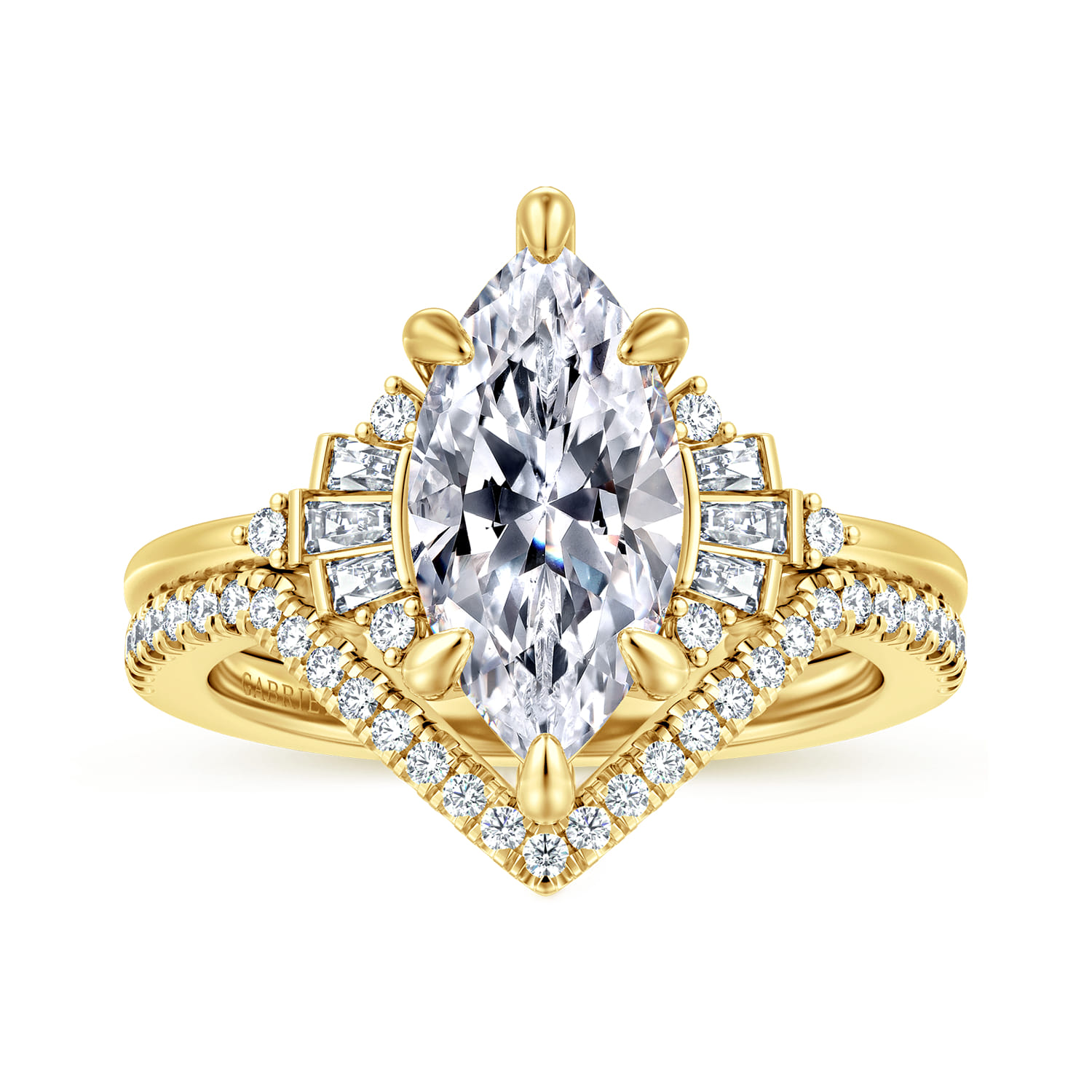 Splendid - 14K Yellow Gold 6 Prong Marquise Shape Diamond Engagement Ring - 0.25 ct - Shot 4