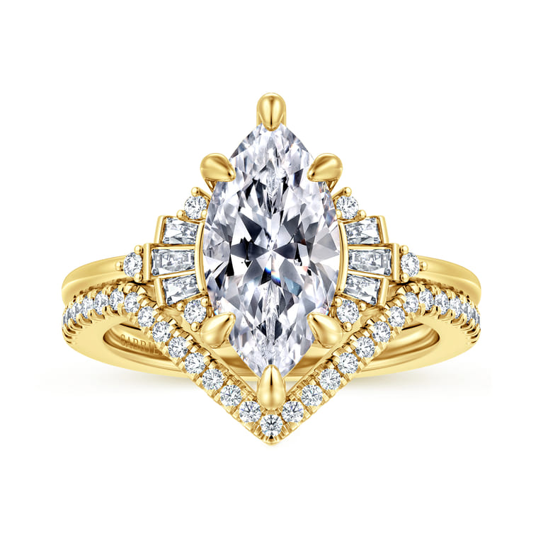 Splendid - 14K Yellow Gold 6 Prong Marquise Shape Diamond Engagement Ring - 0.25 ct - Shot 4