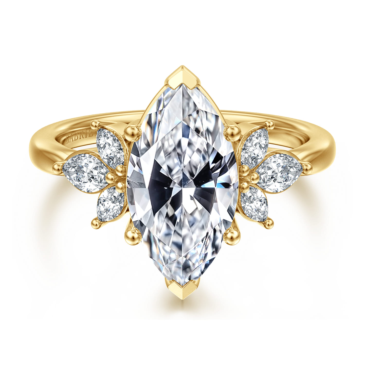 Bleine - 14K Yellow Gold Marquise Shape Diamond Engagement Ring - 0.37 ct - Shot 1