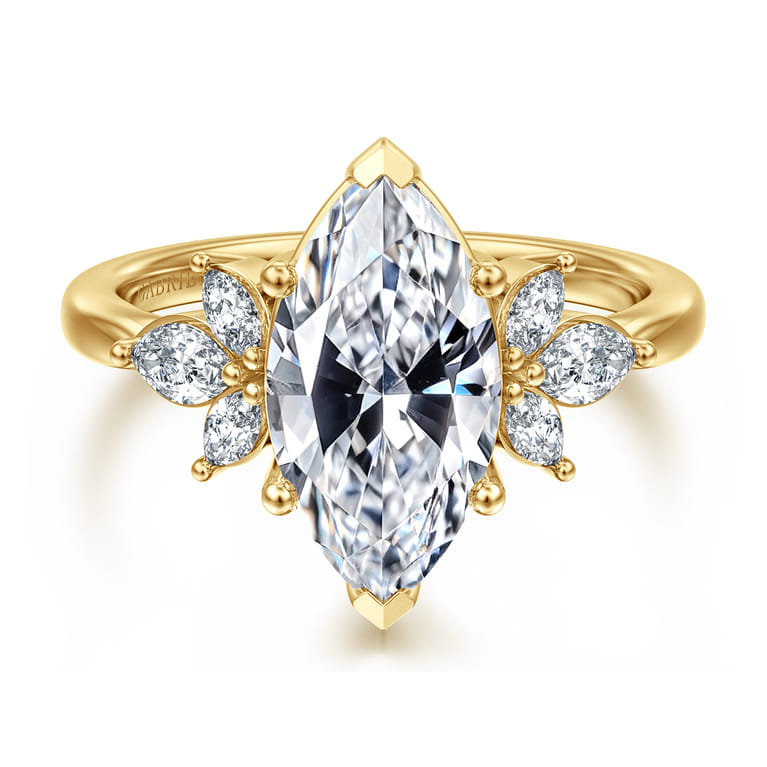 Bleine - 14K Yellow Gold Marquise Shape Diamond Engagement Ring - 0.37 ct - Shot 1