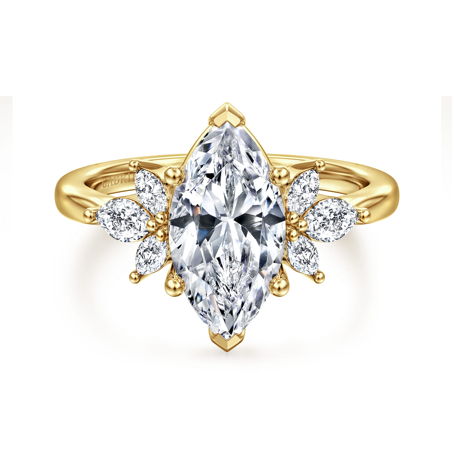 Bleine - 14K Yellow Gold Marquise Shape Diamond Engagement Ring - 0.35 ct - Shot 1