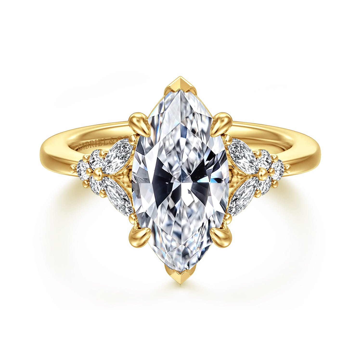 Lunara - 14K Yellow Gold Marquise Shape Diamond Engagement Ring - 0.35 ct - Shot 1