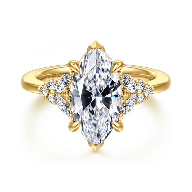 Lunara - 14K Yellow Gold Marquise Shape Diamond Engagement Ring - 0.35 ct - Shot 1
