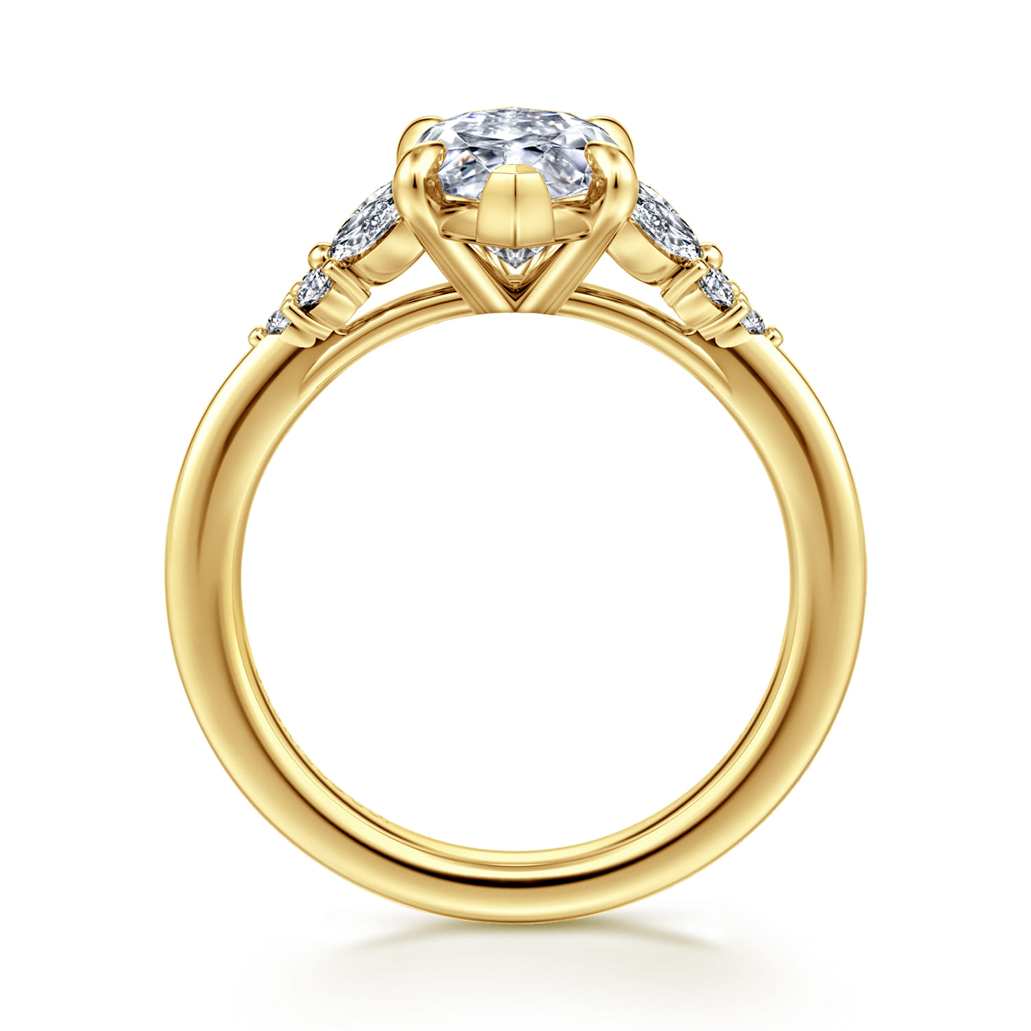 Lunara - 14K Yellow Gold Marquise Shape Diamond Engagement Ring - 0.35 ct - Shot 2