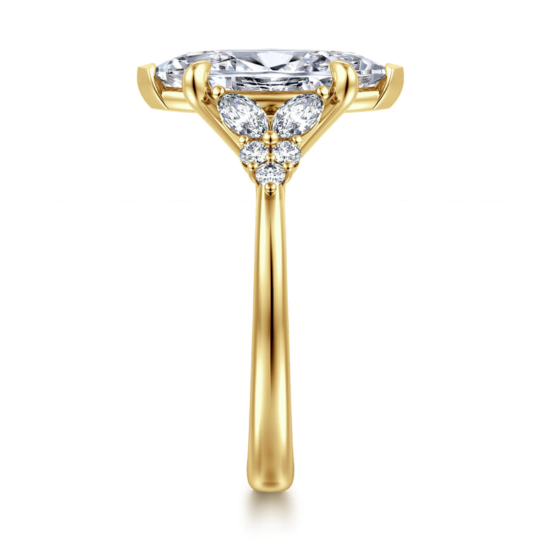 Lunara - 14K Yellow Gold Marquise Shape Diamond Engagement Ring - 0.35 ct - Shot 4