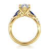 Charlina - 14K Yellow Gold 6 Prong Floral Marquise Shape Diamond and Sapphire Engagement Ring - 0.09 ct