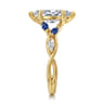 Charlina - 14K Yellow Gold 6 Prong Floral Marquise Shape Diamond and Sapphire Engagement Ring - 0.09 ct