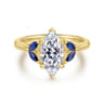 Dani - 14K Yellow Gold Marquise Shape Diamond and Sapphire Engagement Ring - 0.4 ct