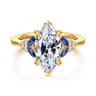 Lunara - 14K Yellow Gold Marquise Shape Sapphire and Diamond Engagement Ring - 0.09 ct