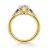 Lunara - 14K Yellow Gold Marquise Shape Sapphire and Diamond Engagement Ring - 0.09 ct