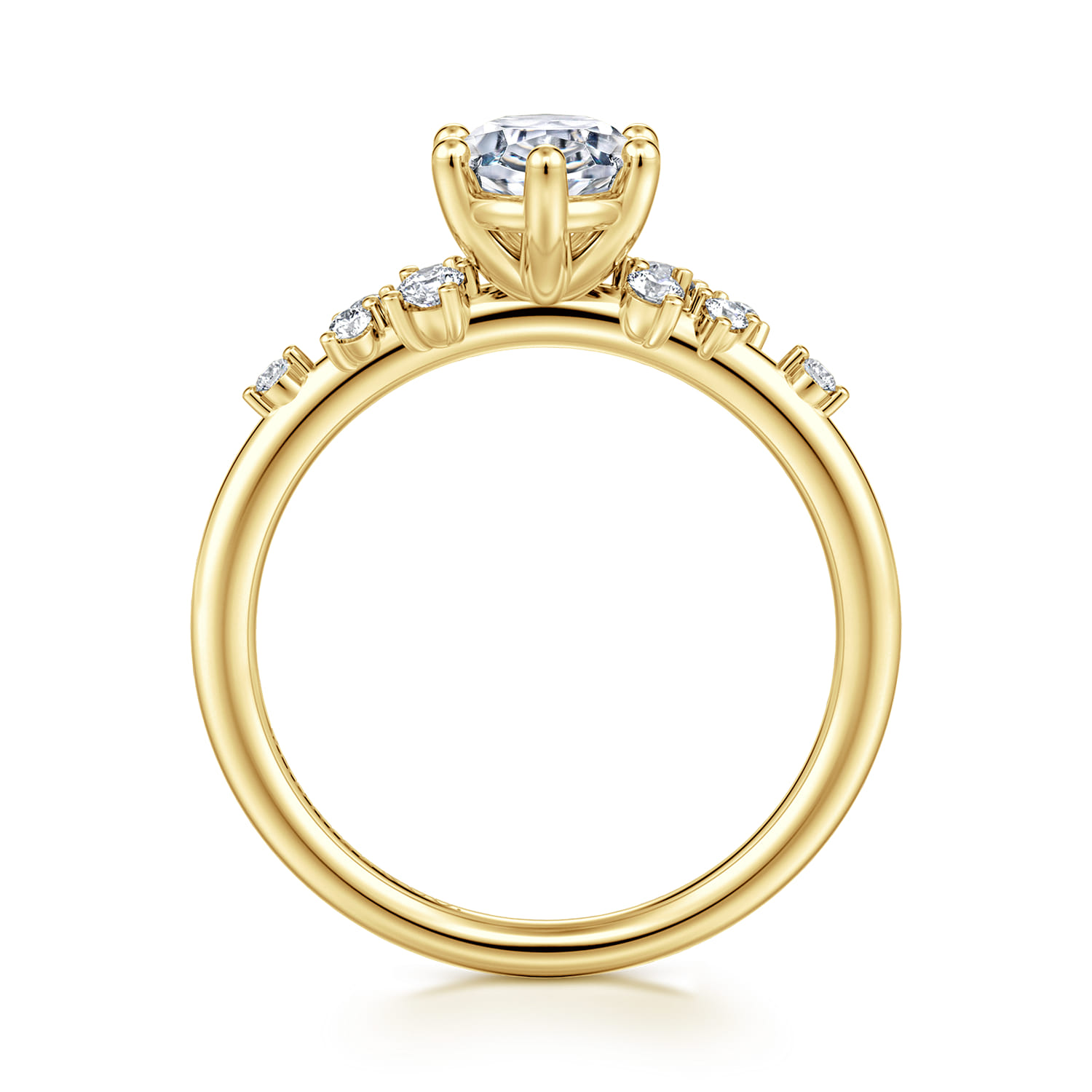 Reena - 14K Yellow Gold Oval Diamond Engagement Ring - 0.18 ct - Shot 2